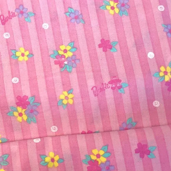 Vintage 90s Barbie Bedsheets Twin Set (Flat + Fitted) 1997 Sweet Dreams Ribbons - Picture 4 of 15